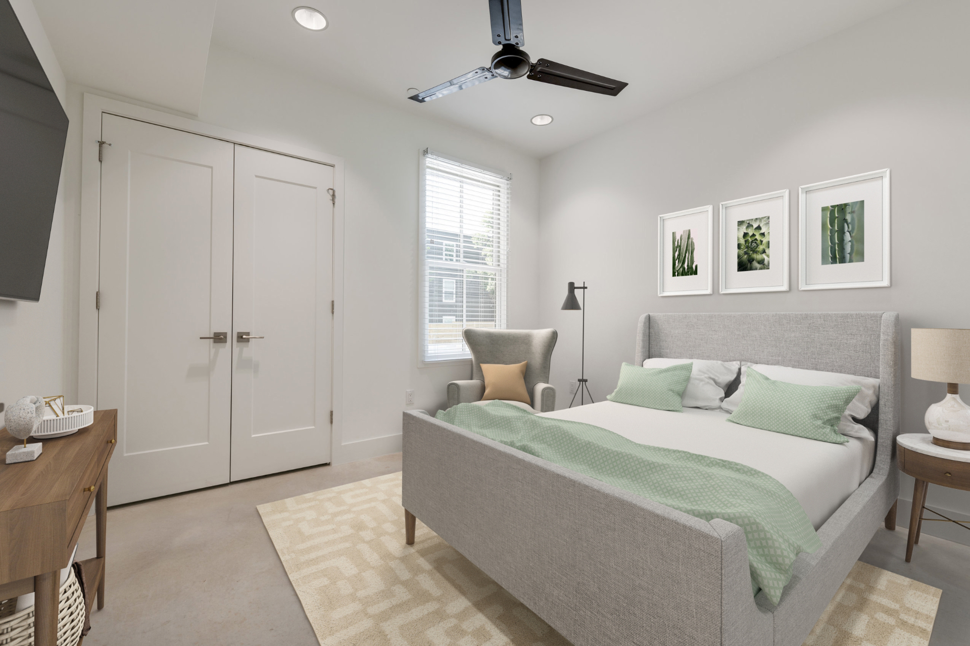 Unit 4-1 bedroom with sitting chair