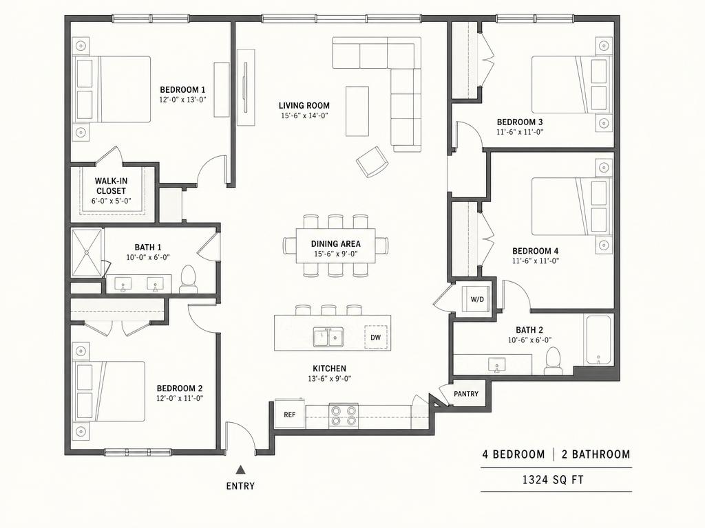 Building 2 · Unit 1 floor plan preview