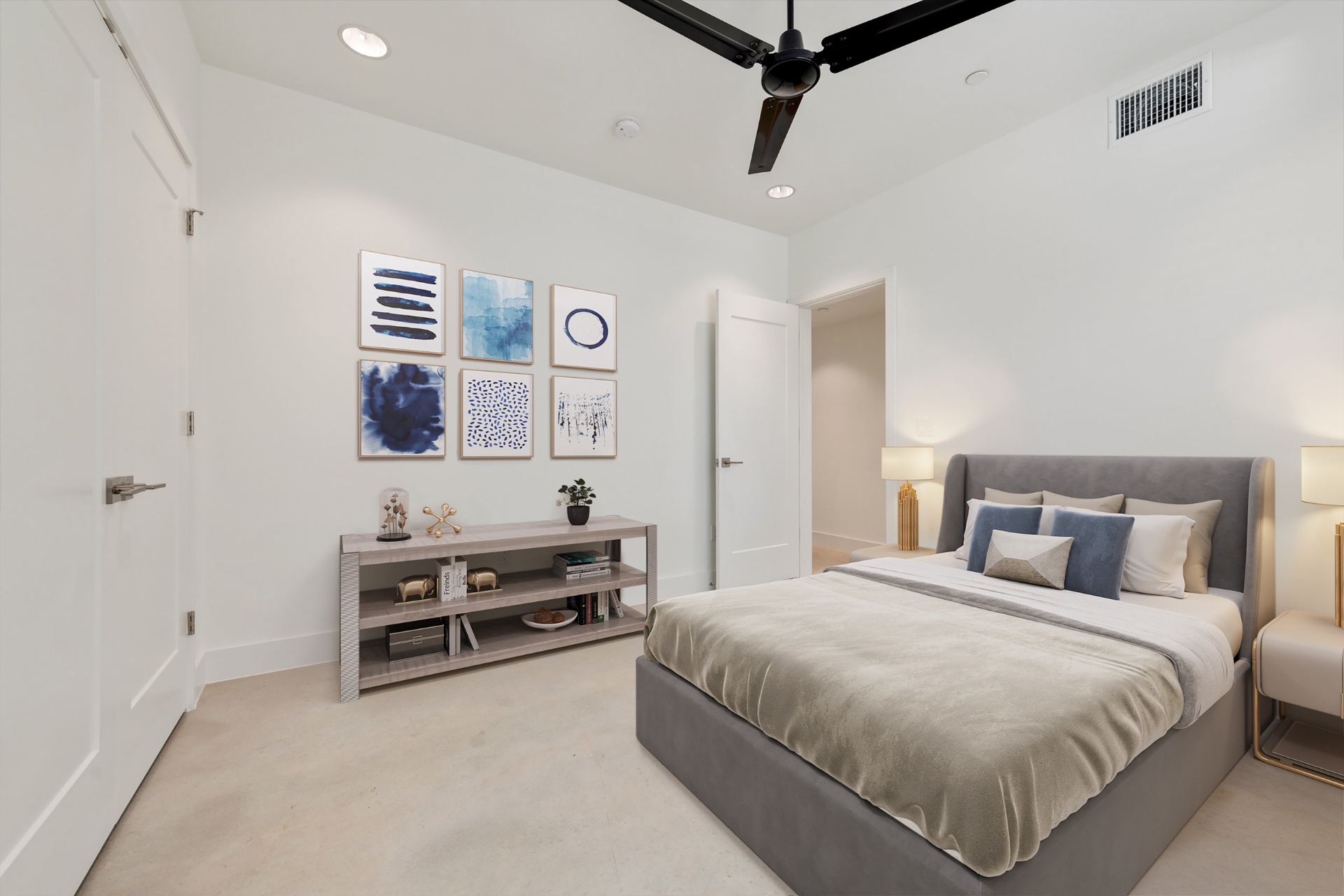Unit 2-1 second bedroom with gallery wall